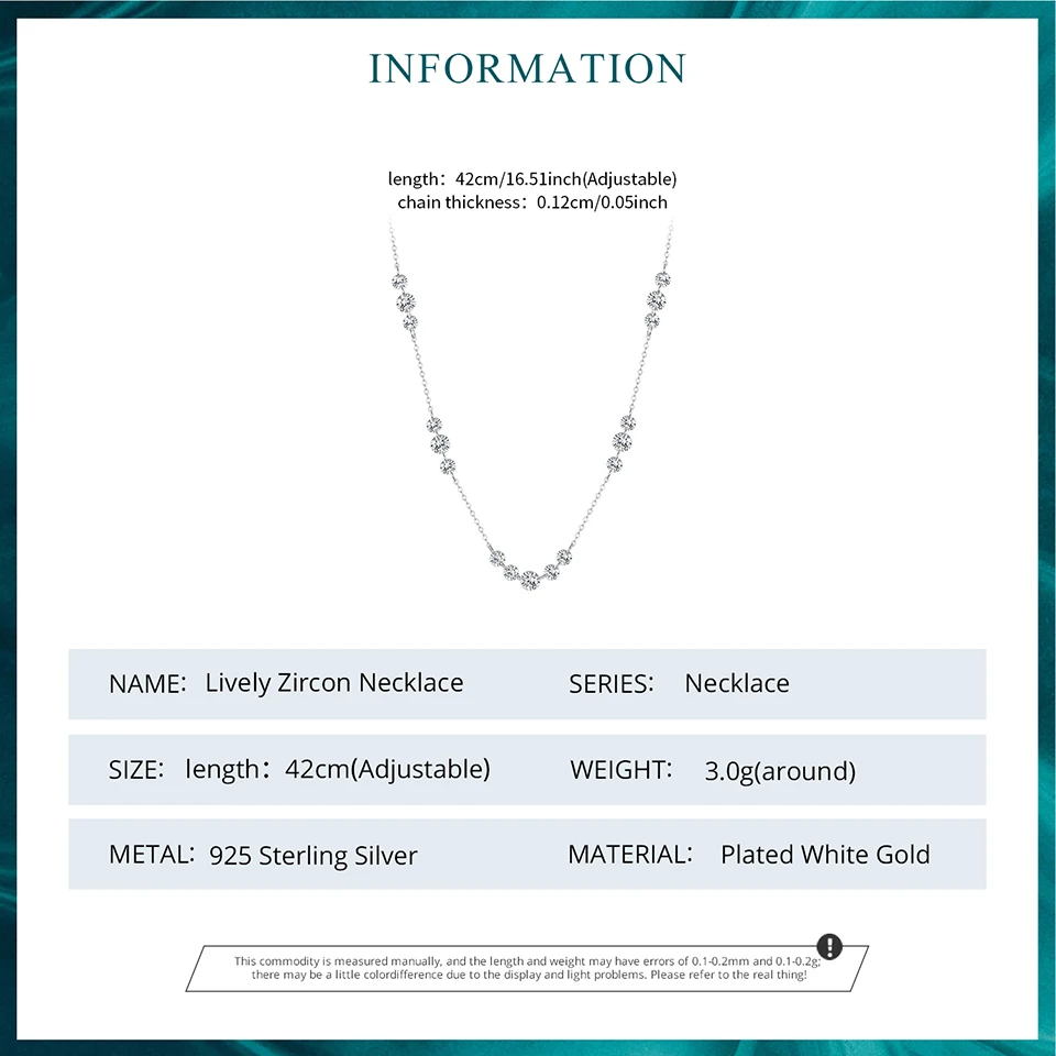 Bamoer 925 Sterling Silver Dainty Necklaces for Women Cubic Zirconia Choker Pendant Simple CZ Necklace Trendy Jewelry Gifts