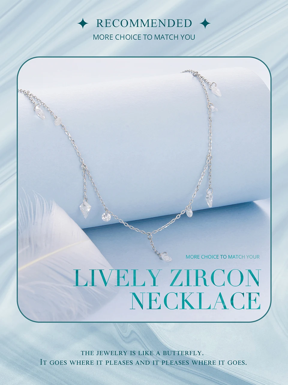 Bamoer 925 Sterling Silver Dainty Necklaces for Women Cubic Zirconia Choker Pendant Simple CZ Necklace Trendy Jewelry Gifts