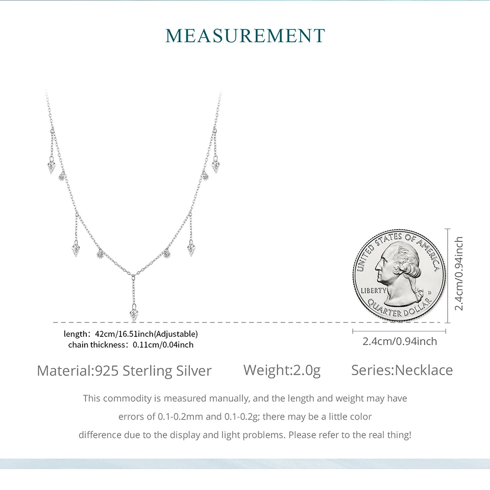 Bamoer 925 Sterling Silver Dainty Necklaces for Women Cubic Zirconia Choker Pendant Simple CZ Necklace Trendy Jewelry Gifts