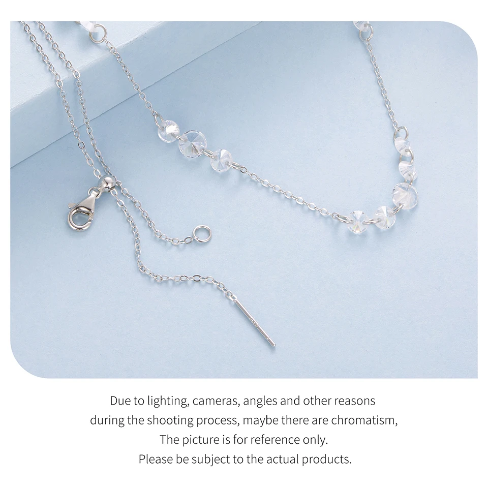 Bamoer 925 Sterling Silver Dainty Necklaces for Women Cubic Zirconia Choker Pendant Simple CZ Necklace Trendy Jewelry Gifts