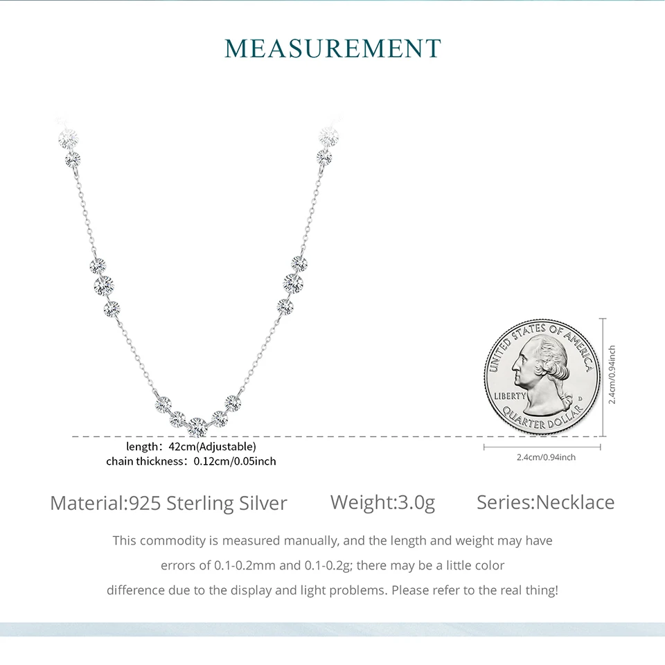 Bamoer 925 Sterling Silver Dainty Necklaces for Women Cubic Zirconia Choker Pendant Simple CZ Necklace Trendy Jewelry Gifts