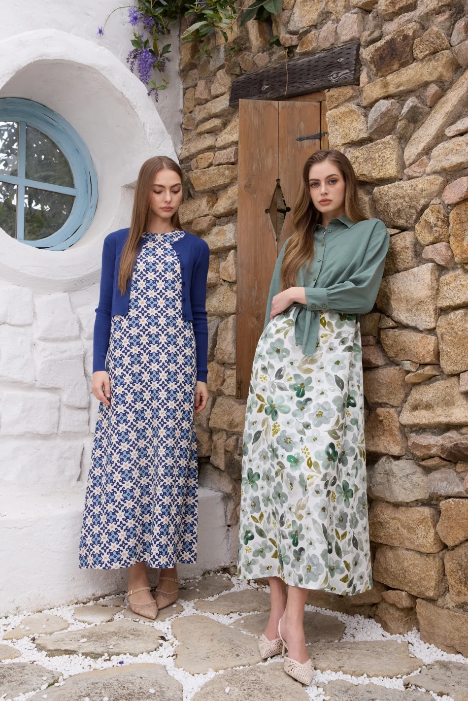 AS SS26 linen shirt + print dress collection high quality print linen and knitting cardigan woman outfit