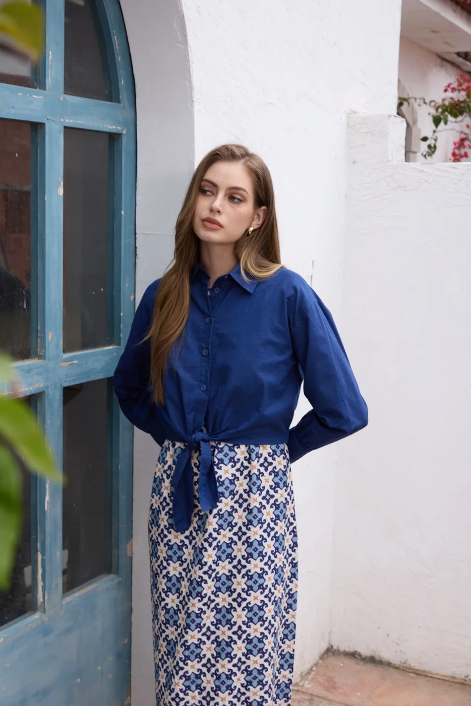 AS SS26 linen shirt + print dress collection high quality print linen and knitting cardigan woman outfit