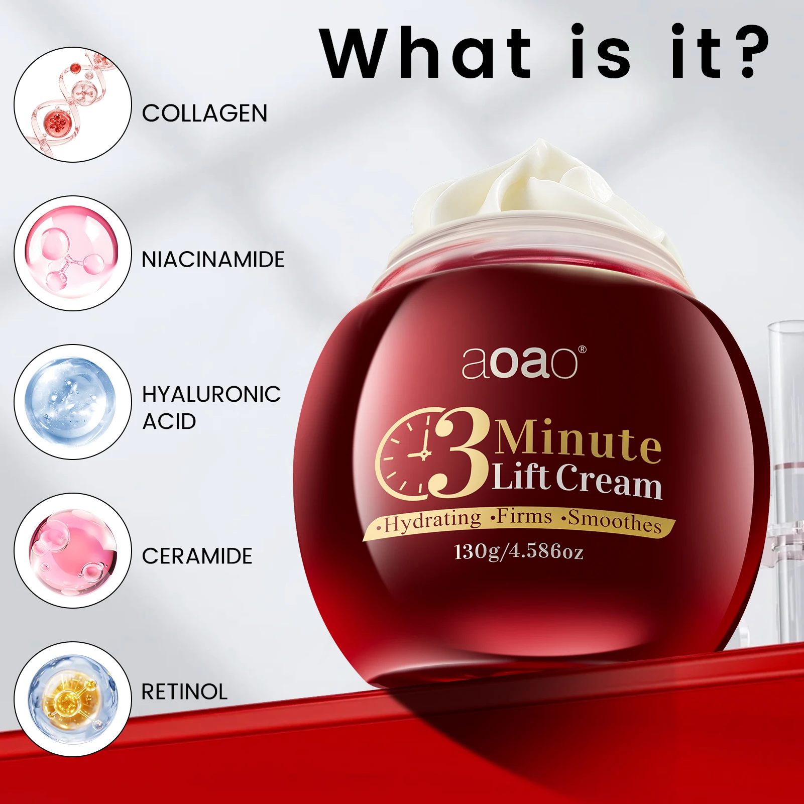 3-Minute Multi-Effect Face Cream with Collagen and Hyaluronic Acid: Nourishing, Firming, Deep Hydration, and Anti-Wrinkle Cream.