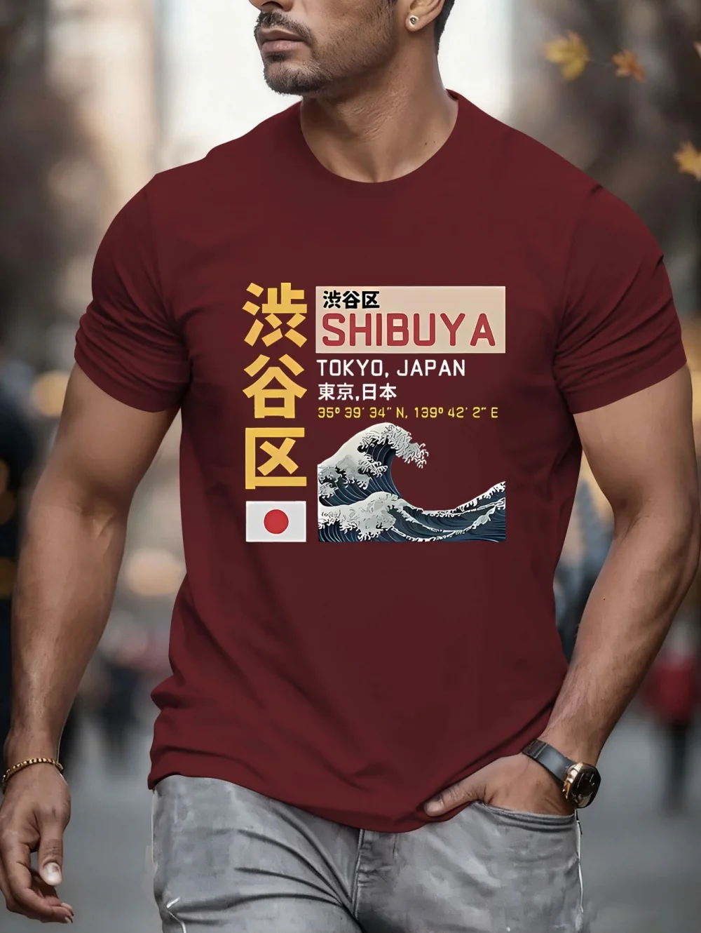 New Summer Men's Japan Tokyo Letter 3D Print T-Shirts Short Sleeves Tee Shirt Oversized Fashion Tops Casual Tees Men's Clothing