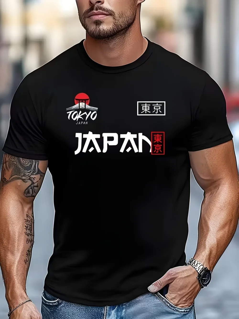 New Summer Men's Japan Tokyo Letter 3D Print T-Shirts Short Sleeves Tee Shirt Oversized Fashion Tops Casual Tees Men's Clothing