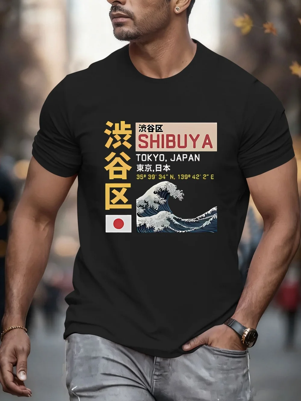 New Summer Men's Japan Tokyo Letter 3D Print T-Shirts Short Sleeves Tee Shirt Oversized Fashion Tops Casual Tees Men's Clothing