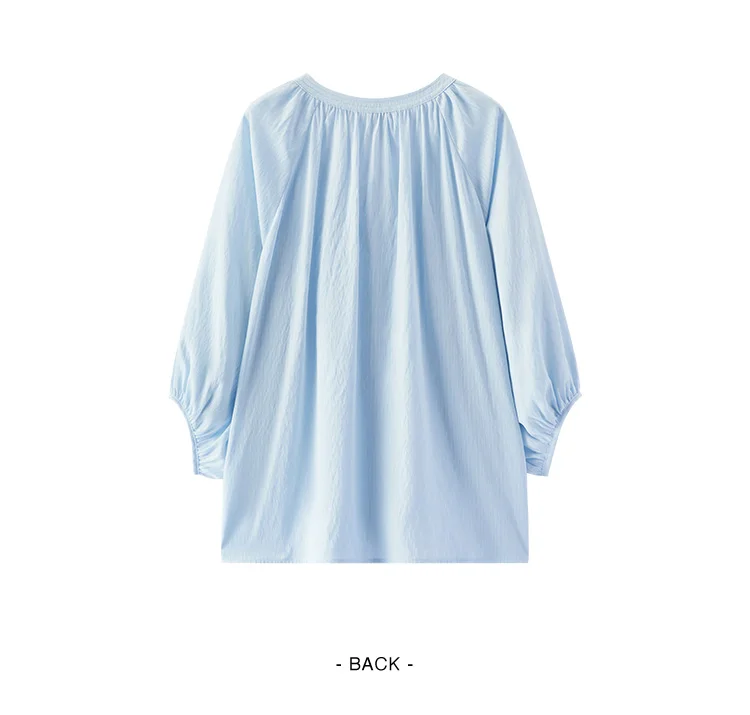 Semir Women Shirt 7/8 Lantern Sleeve Tassel Oversized Texture Shirt 2026 Summer Artistic Style