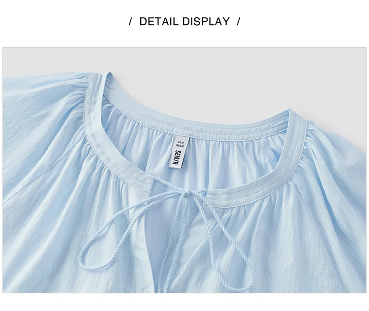 Semir Women Shirt 7/8 Lantern Sleeve Tassel Oversized Texture Shirt 2026 Summer Artistic Style