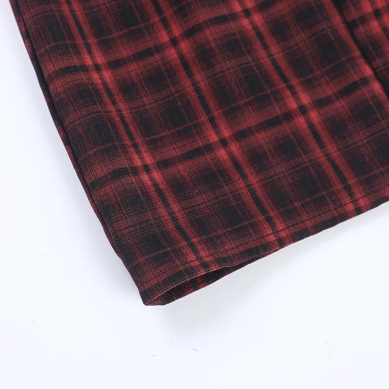 AltGoth Harajuku Vintage Red Plaid Dress Women Dark Gothic Streetwear Y2k E-girl Emo Alternative Grunge High Waist Bodycon Dress
