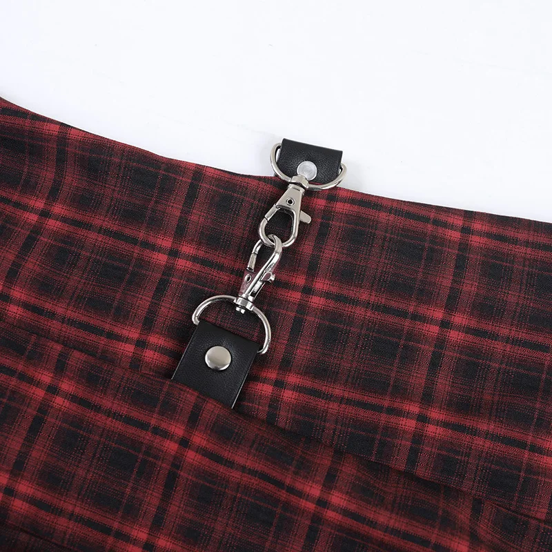 AltGoth Harajuku Vintage Red Plaid Dress Women Dark Gothic Streetwear Y2k E-girl Emo Alternative Grunge High Waist Bodycon Dress