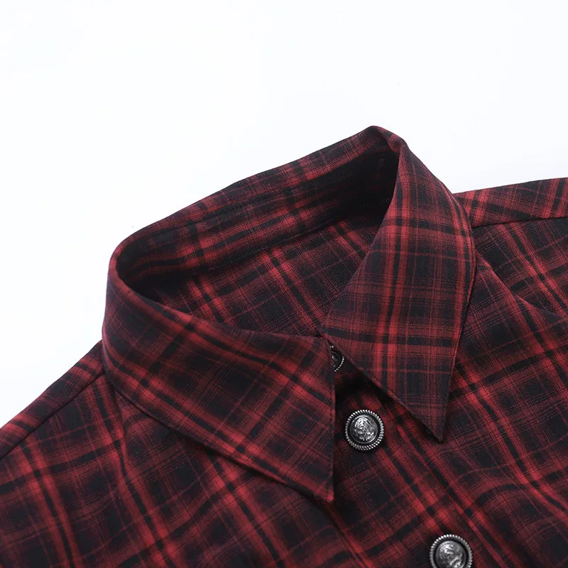 AltGoth Harajuku Vintage Red Plaid Dress Women Dark Gothic Streetwear Y2k E-girl Emo Alternative Grunge High Waist Bodycon Dress