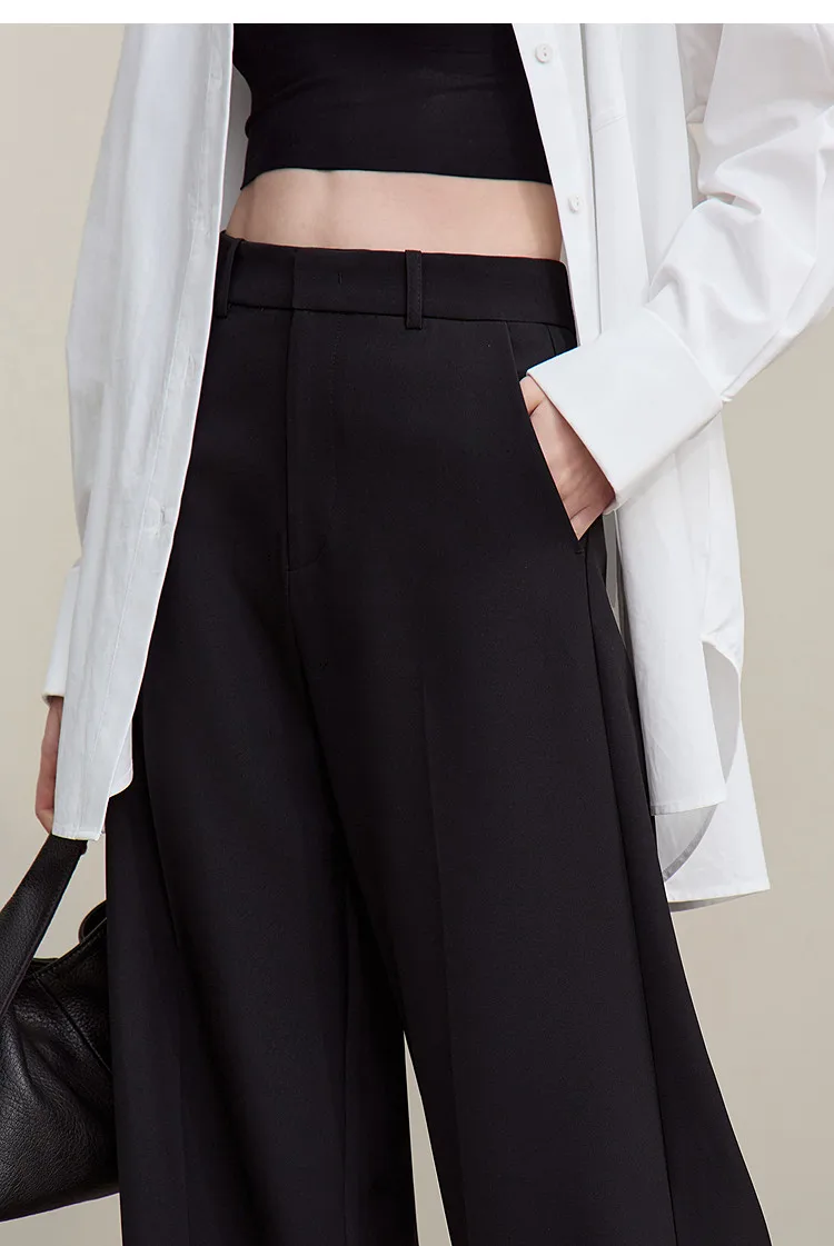 Amii Women Pants 2026 Summer Loose Casual Wide Leg Trousers Soft Drape Fabric Office Commute Elegant Long Clothes Women 12621076