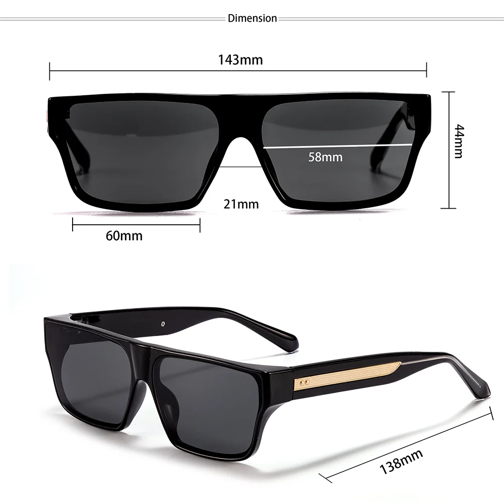 CATERSIDE Men Fashionable Sunglasses Thick Square Frames Personalized Design Outdoors Travel Versatile Essential Glasses UV400