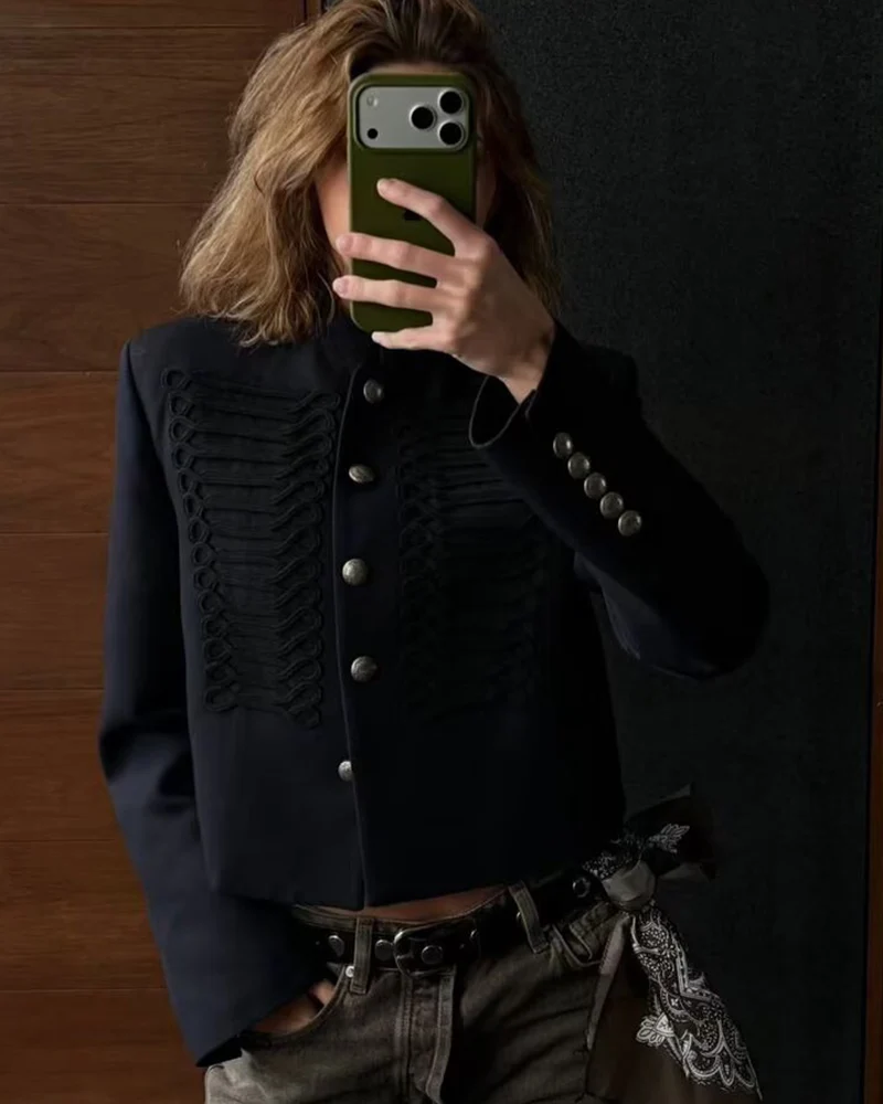 Women's Jacket 2026 New Spring Autumn Long Sleeve Button Single-Breasted Short Jacket Personality Fashion Female Outerwear