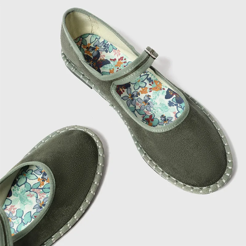 2026 Spring Designer Ballet Flats for Women Luxury Velvet Floral Pattern Buckle Design Mary Jane Shoes Elegant Party Dress Shoes