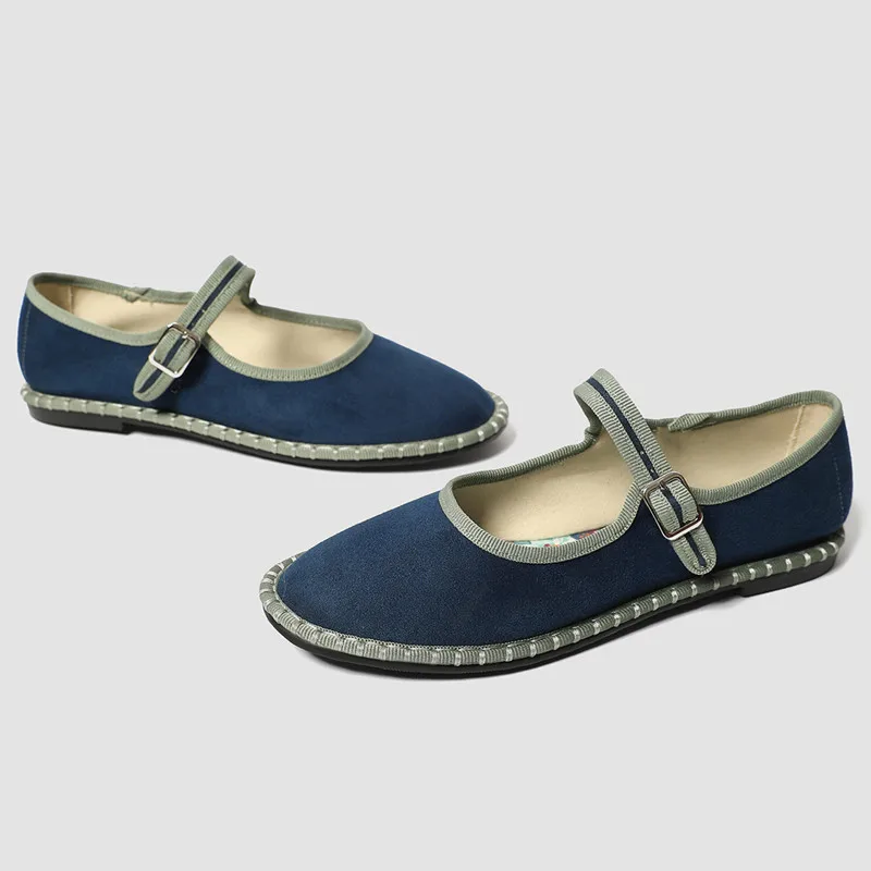 2026 Spring Designer Ballet Flats for Women Luxury Velvet Floral Pattern Buckle Design Mary Jane Shoes Elegant Party Dress Shoes