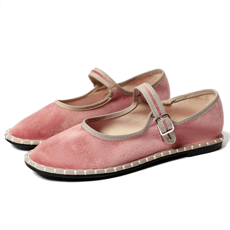 2026 Spring Designer Ballet Flats for Women Luxury Velvet Floral Pattern Buckle Design Mary Jane Shoes Elegant Party Dress Shoes