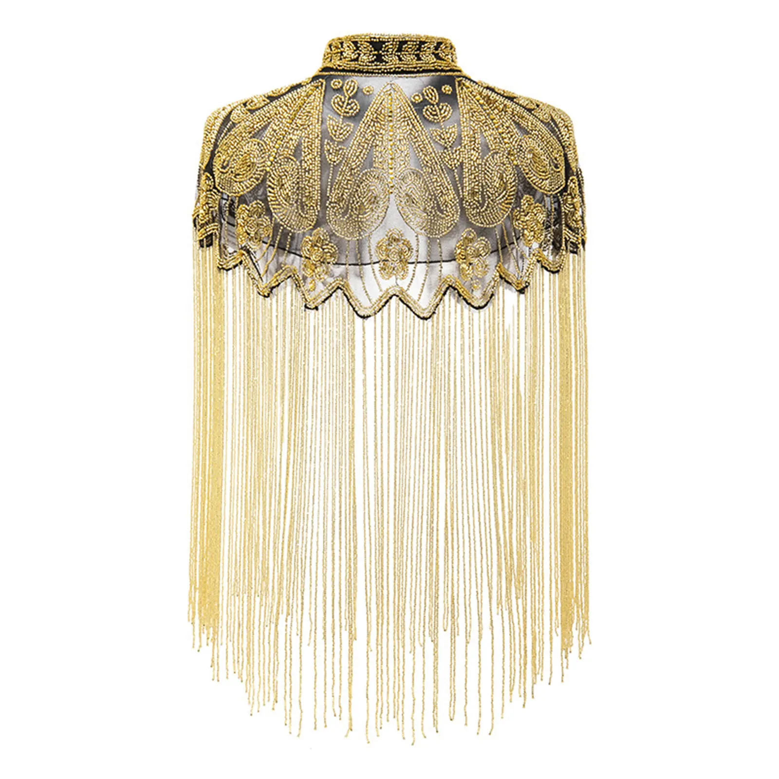 Sequins Beaded Evening Cape Women Fringed Shawl Wraps Flapper Dresses Art Decor for Wedding Party
