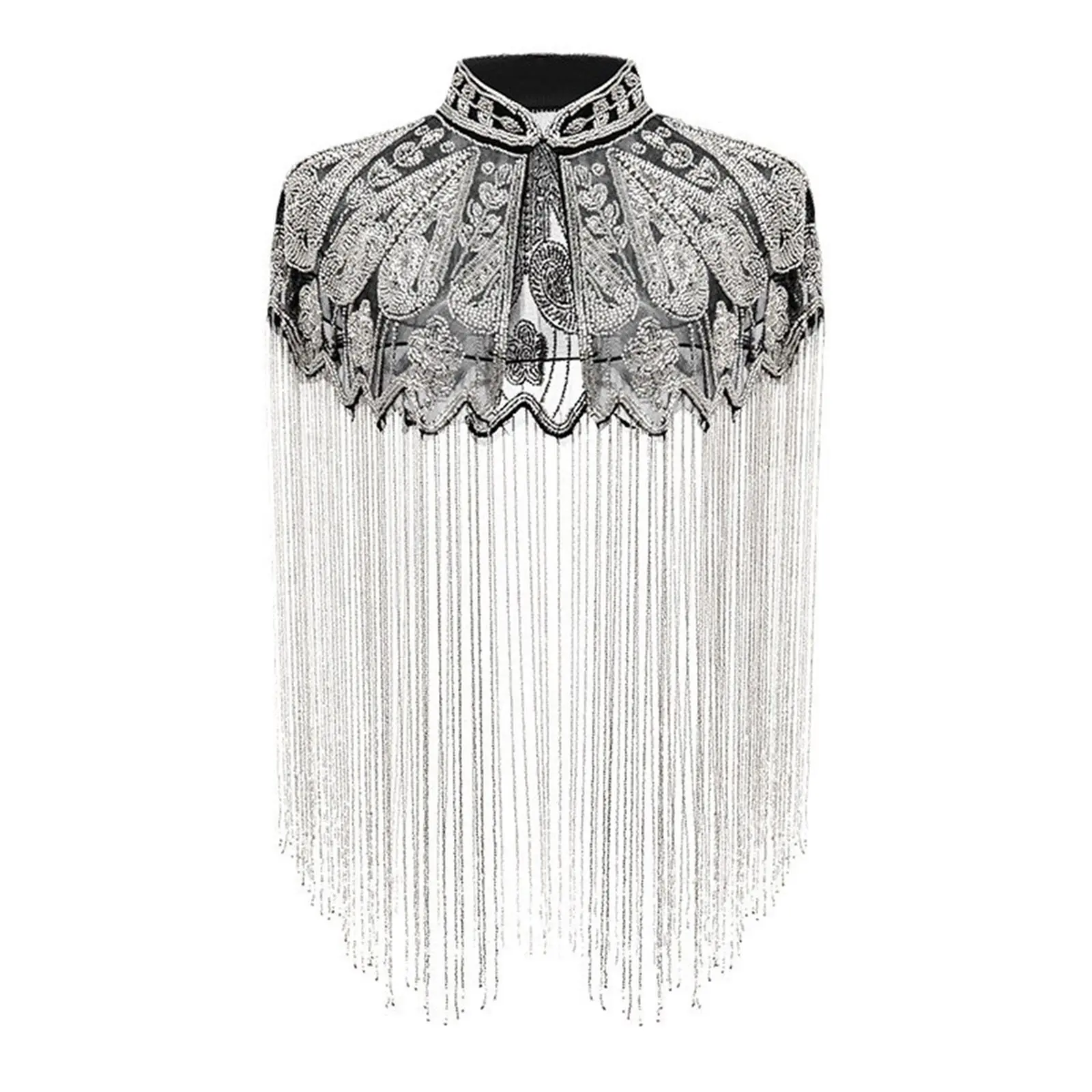 Sequins Beaded Evening Cape Women Fringed Shawl Wraps Flapper Dresses Art Decor for Wedding Party