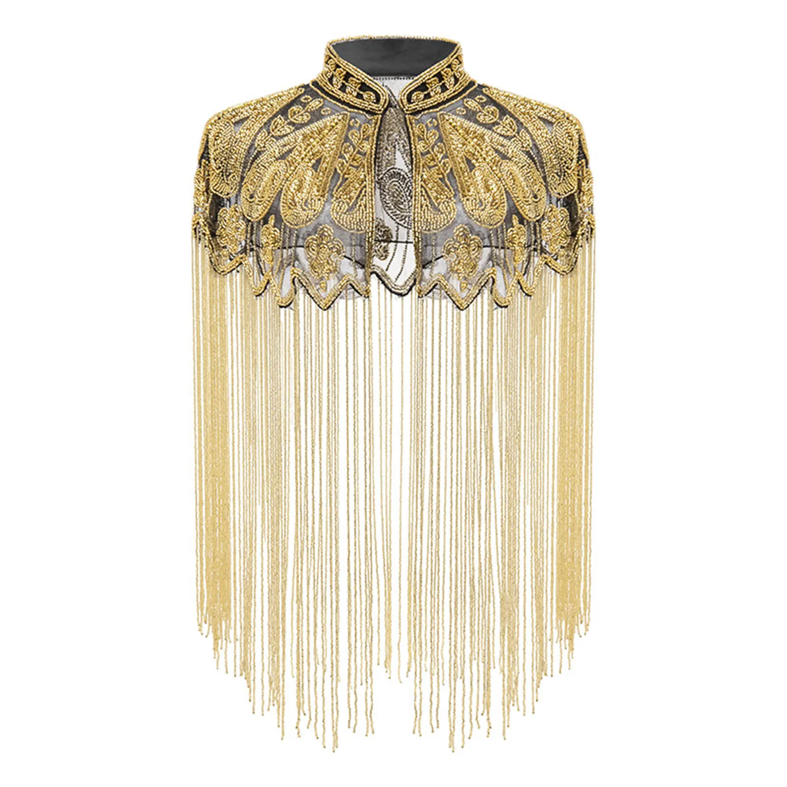 Sequins Beaded Evening Cape Women Fringed Shawl Wraps Flapper Dresses Art Decor for Wedding Party