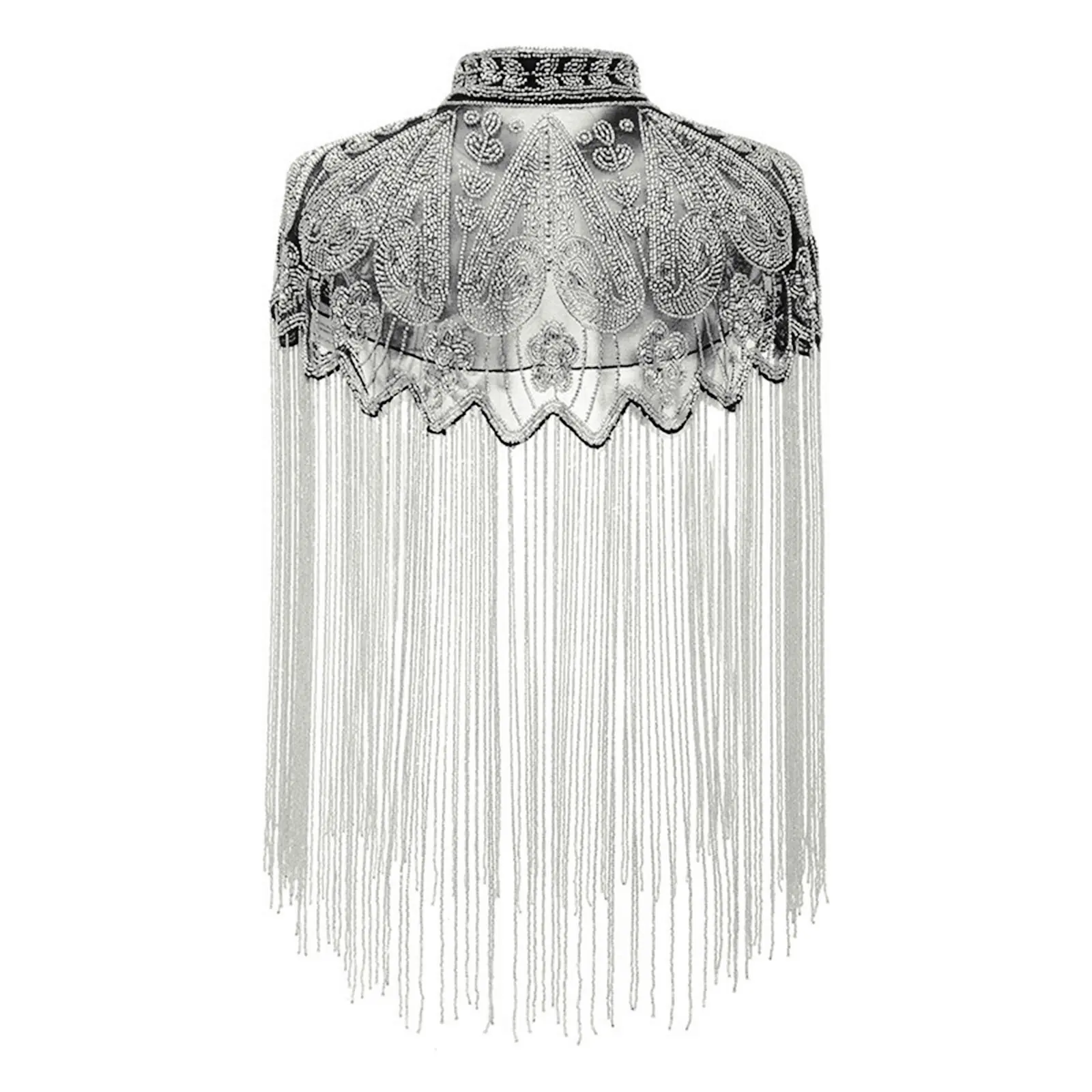 Sequins Beaded Evening Cape Women Fringed Shawl Wraps Flapper Dresses Art Decor for Wedding Party