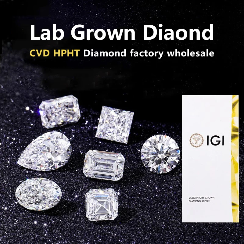 IGI GIA Lab Diamond VVS VS 0.5ct 1ct 3ct 5ct Loose Diamond Round Brilliant Cut 100% Real Lab Grown Diamond CVD HPHT