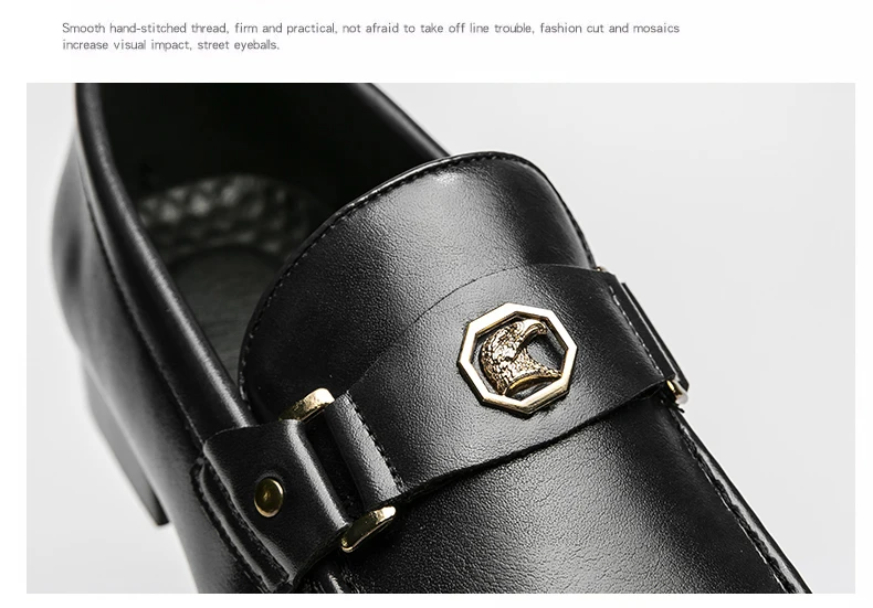 Men Business Dress Casual Fashion Elegant Formal Shoes Slip-on Evening Dress Loafers Party Metal Buckle Wedding Leather Shoes