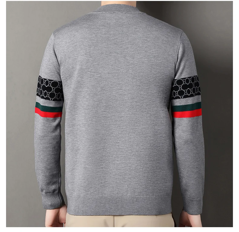 Fashion personality jacquard knitted sweater luxury brand designer new casual soft lightweight comfort men's round neck pullover