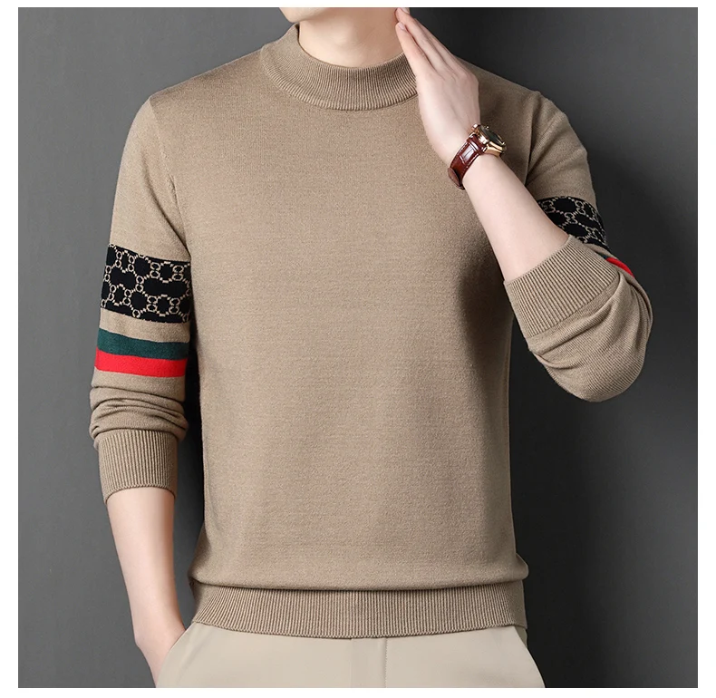 Fashion personality jacquard knitted sweater luxury brand designer new casual soft lightweight comfort men's round neck pullover