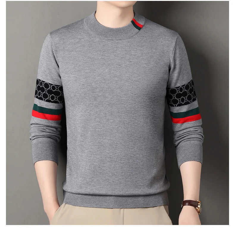 Fashion personality jacquard knitted sweater luxury brand designer new casual soft lightweight comfort men's round neck pullover