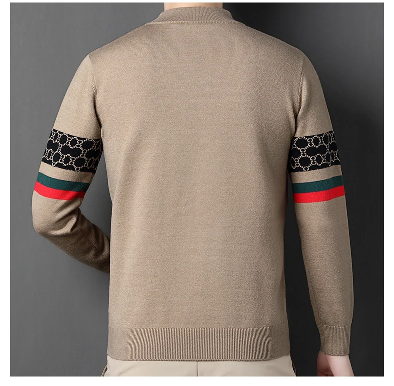 Fashion personality jacquard knitted sweater luxury brand designer new casual soft lightweight comfort men's round neck pullover