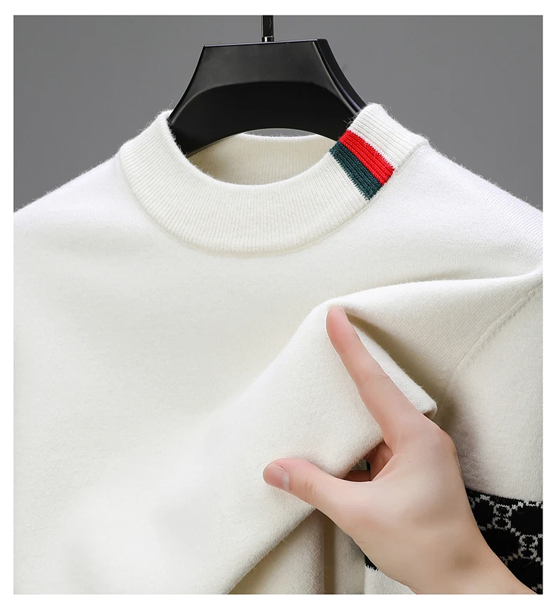Fashion personality jacquard knitted sweater luxury brand designer new casual soft lightweight comfort men's round neck pullover