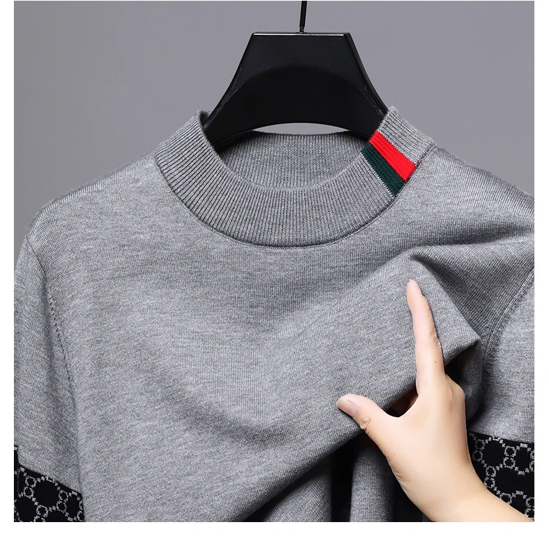 Fashion personality jacquard knitted sweater luxury brand designer new casual soft lightweight comfort men's round neck pullover