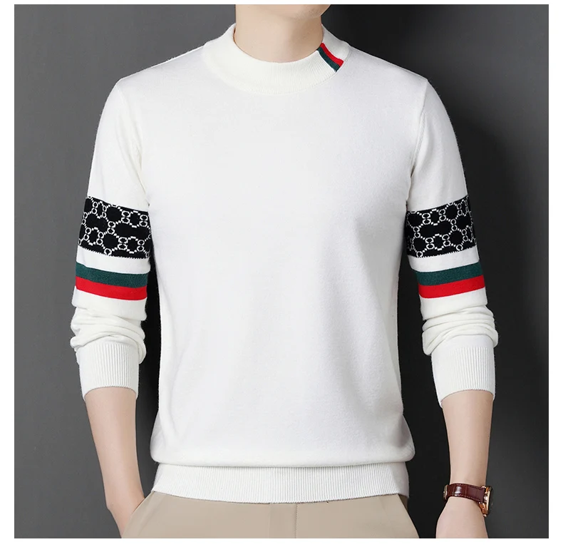 Fashion personality jacquard knitted sweater luxury brand designer new casual soft lightweight comfort men's round neck pullover