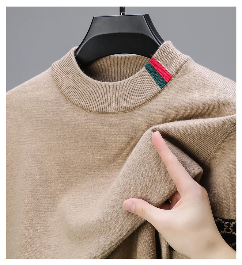 Fashion personality jacquard knitted sweater luxury brand designer new casual soft lightweight comfort men's round neck pullover