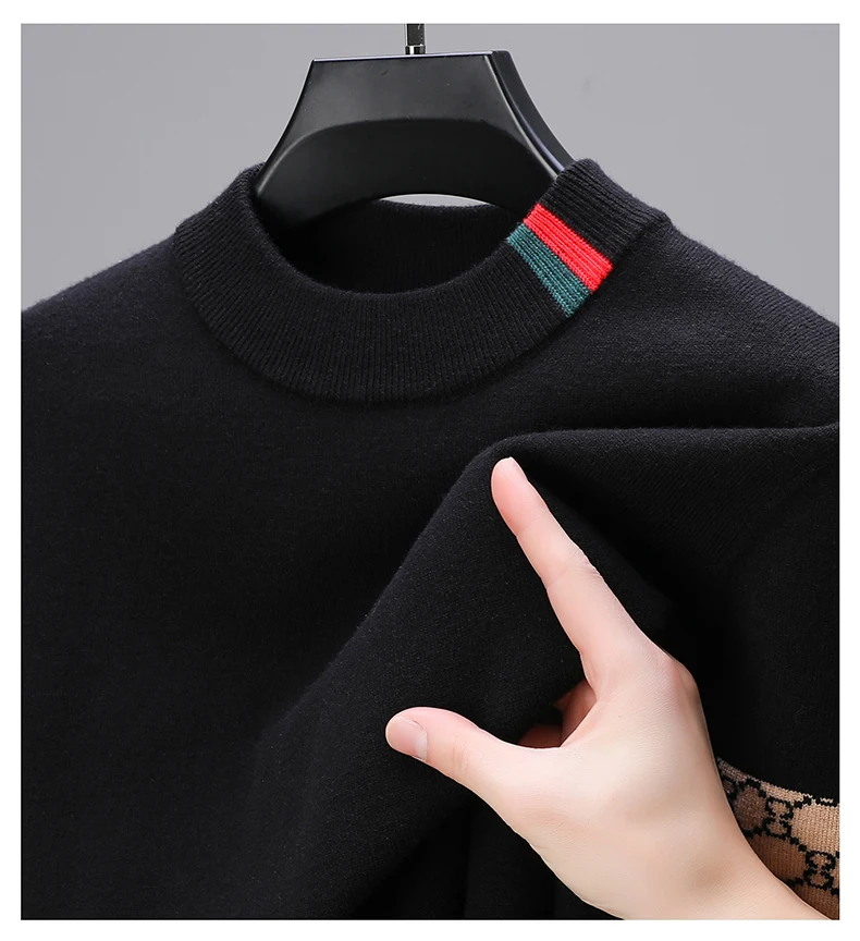 Fashion personality jacquard knitted sweater luxury brand designer new casual soft lightweight comfort men's round neck pullover