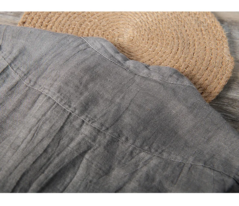 Summer Summer Vintage 100% Linen Short Sleeve T-Shirt for Men Breathable Thin Solid Color Slim Tops BL888