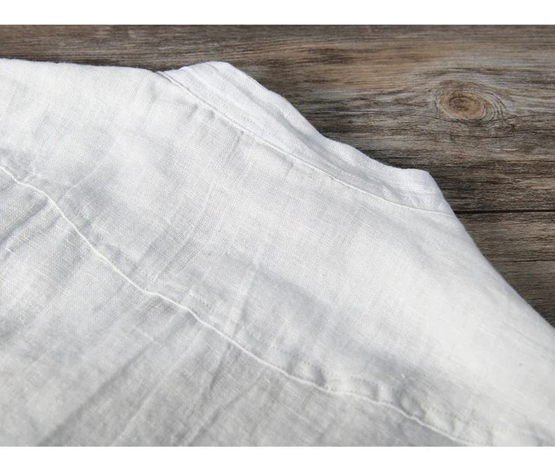 Summer Summer Vintage 100% Linen Short Sleeve T-Shirt for Men Breathable Thin Solid Color Slim Tops BL888