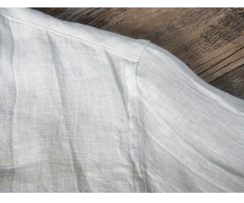 Summer Summer Vintage 100% Linen Short Sleeve T-Shirt for Men Breathable Thin Solid Color Slim Tops BL888
