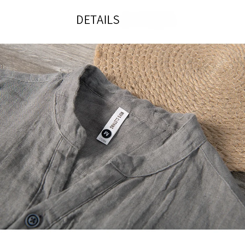 Summer Summer Vintage 100% Linen Short Sleeve T-Shirt for Men Breathable Thin Solid Color Slim Tops BL888