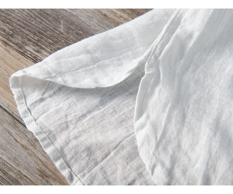Summer Summer Vintage 100% Linen Short Sleeve T-Shirt for Men Breathable Thin Solid Color Slim Tops BL888