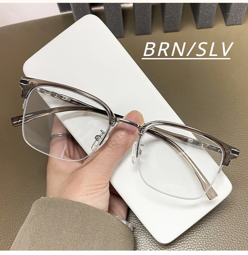 VICKY Men's Business Classic Half Frame Anti Blue Light Reading Glasses Myopia Hyperopia Customizable Prescription TR2242