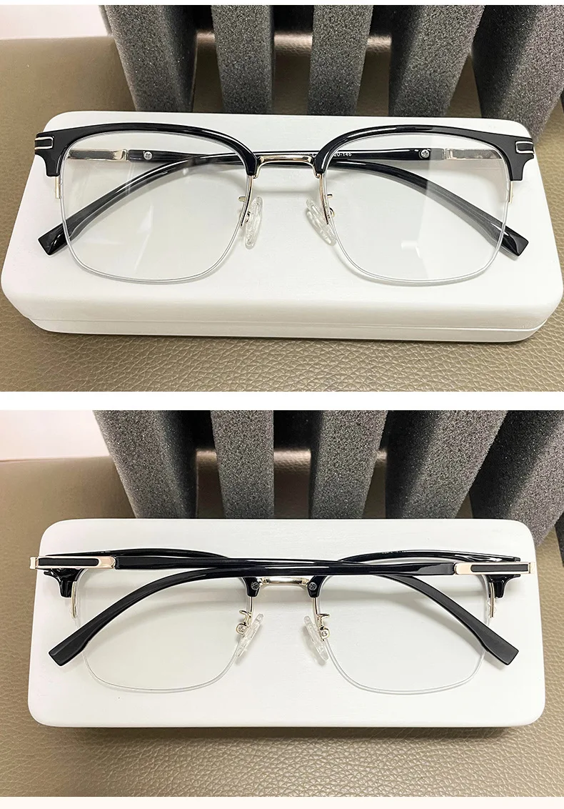 VICKY Men's Business Classic Half Frame Anti Blue Light Reading Glasses Myopia Hyperopia Customizable Prescription TR2242