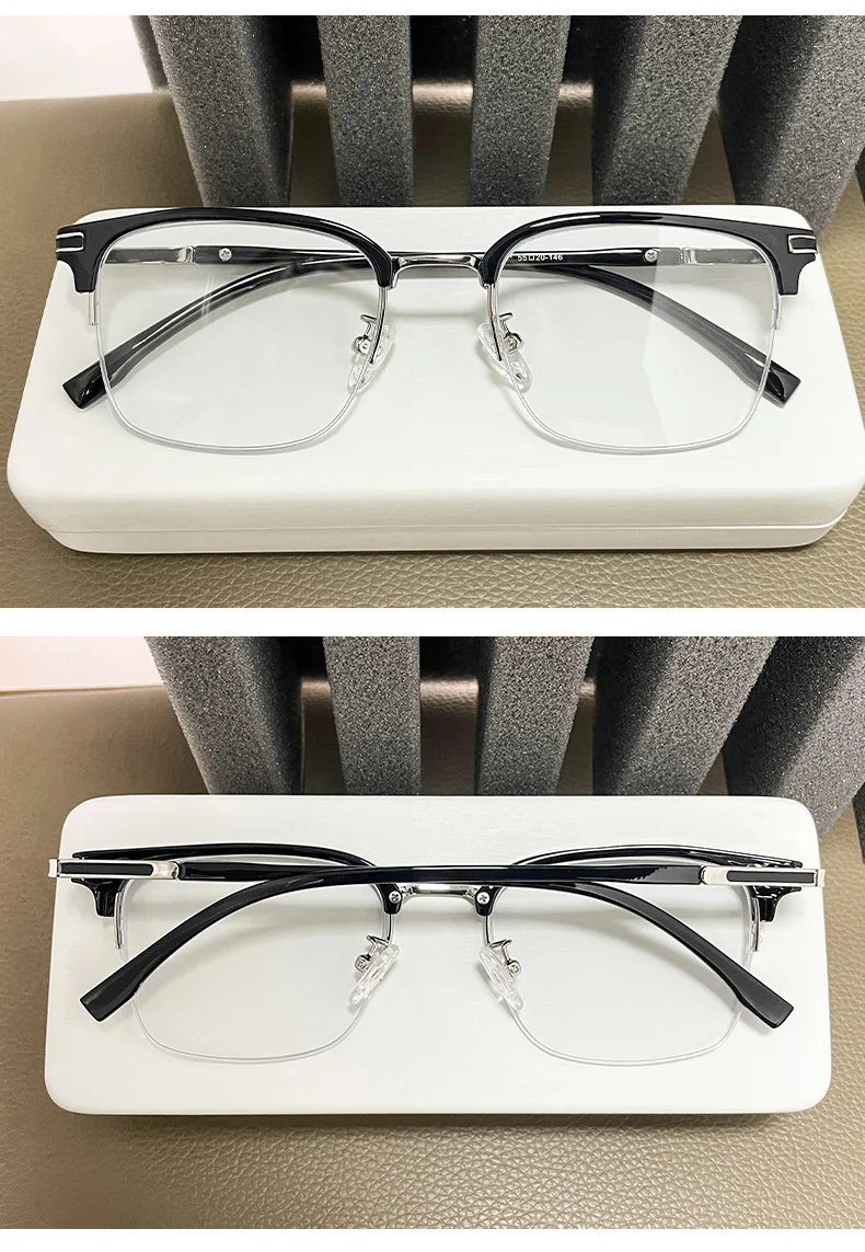 VICKY Men's Business Classic Half Frame Anti Blue Light Reading Glasses Myopia Hyperopia Customizable Prescription TR2242
