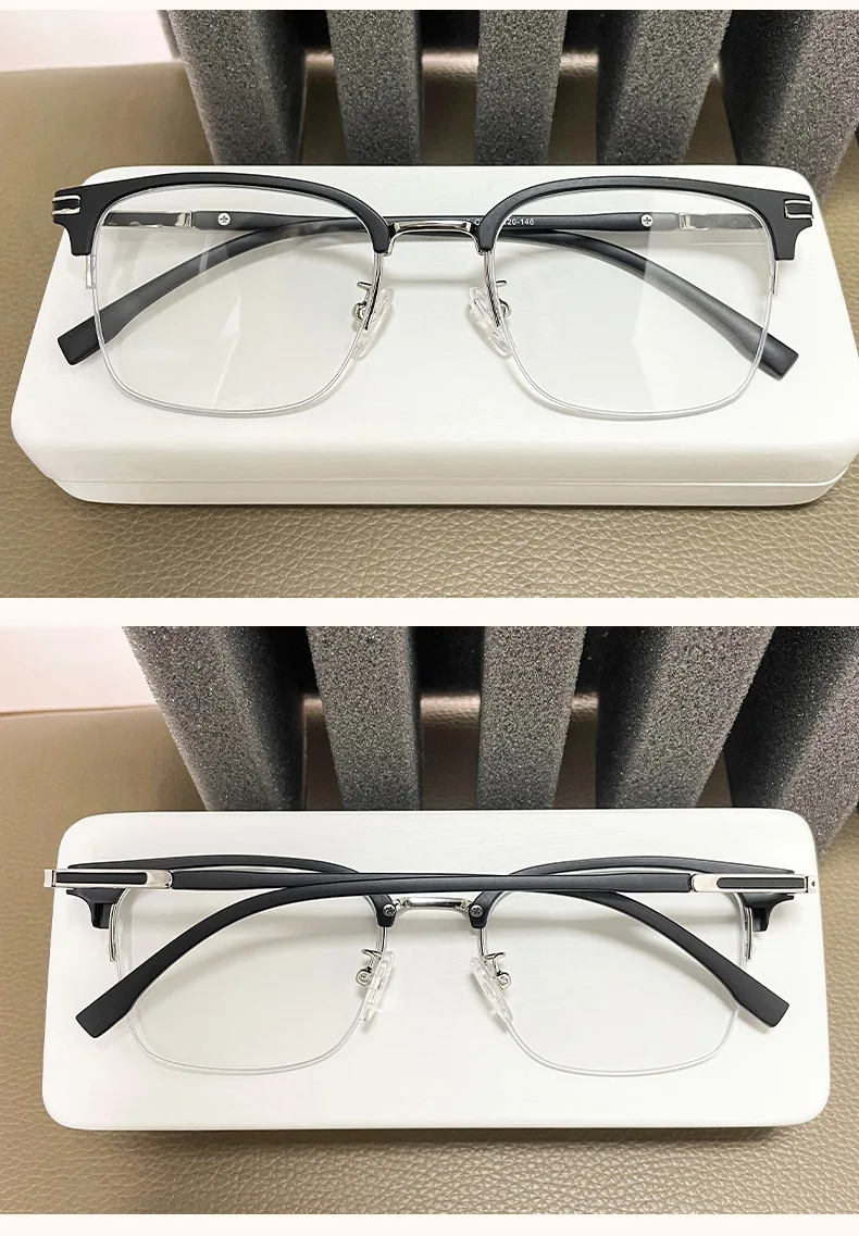 VICKY Men's Business Classic Half Frame Anti Blue Light Reading Glasses Myopia Hyperopia Customizable Prescription TR2242
