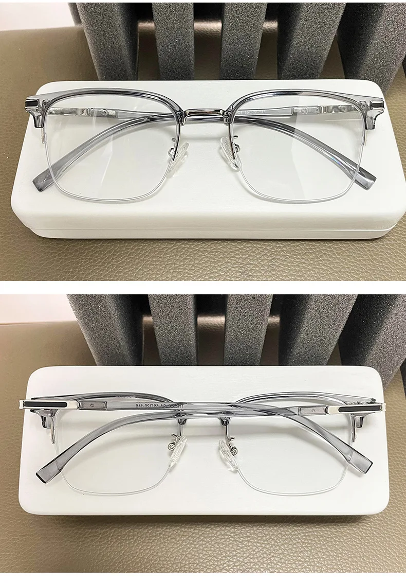 VICKY Men's Business Classic Half Frame Anti Blue Light Reading Glasses Myopia Hyperopia Customizable Prescription TR2242