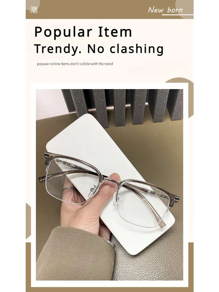 VICKY Men's Business Classic Half Frame Anti Blue Light Reading Glasses Myopia Hyperopia Customizable Prescription TR2242