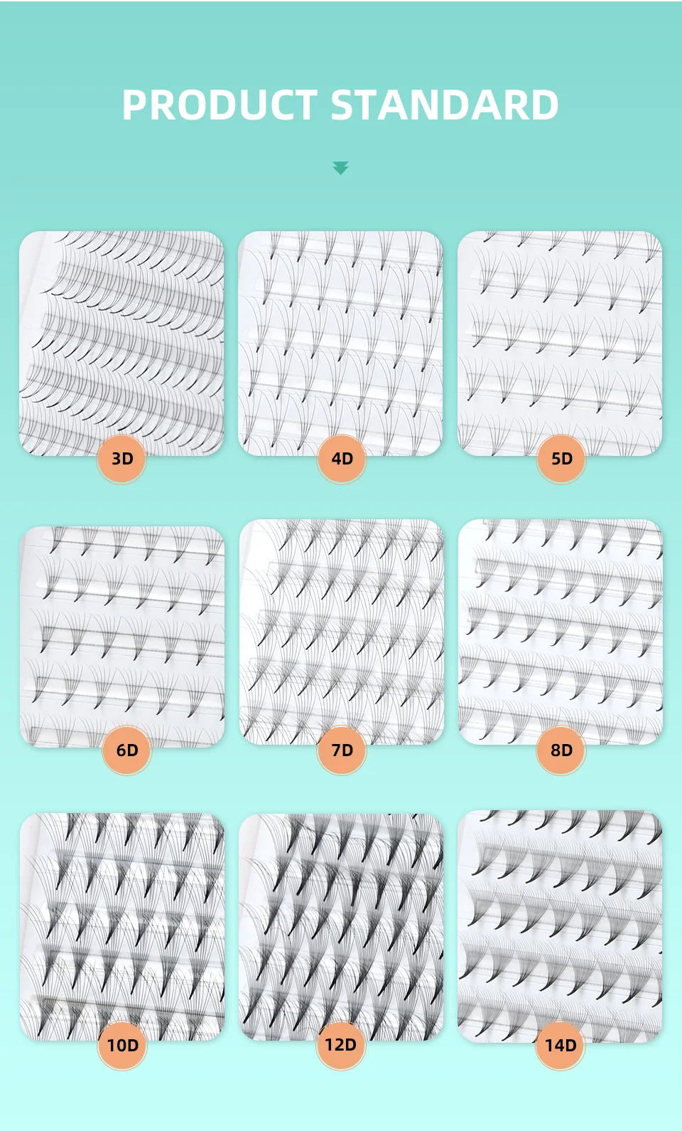 AGUUD 10 Trays/Lot Korea Premade Russian Volume Lashes Super Fans Needle Pointy Stem Narrow Base Promade Fans Eyelash Extensions