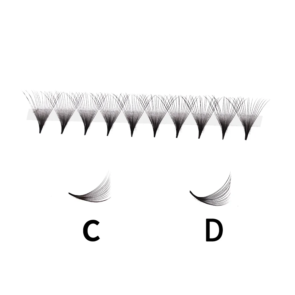 AGUUD 10 Trays/Lot Korea Premade Russian Volume Lashes Super Fans Needle Pointy Stem Narrow Base Promade Fans Eyelash Extensions